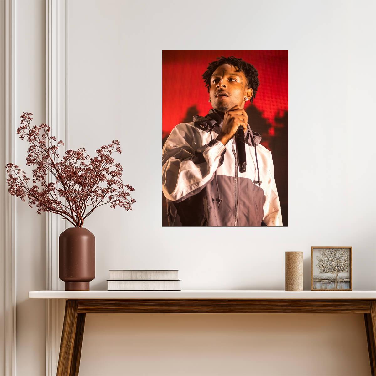 21 Savage Live on Stage | Concert Performance Poster | Hip Hop Star Wall Art - Music Poster
