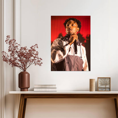 21 Savage Live on Stage | Concert Performance Poster | Hip Hop Star Wall Art - Music Poster