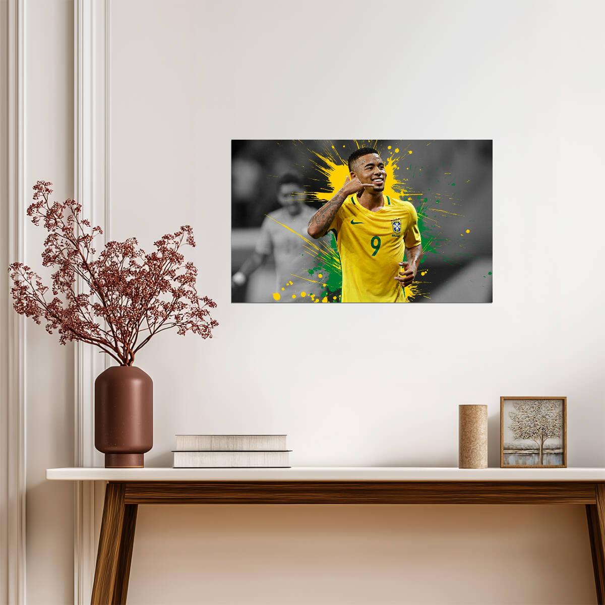 Gabriel Jesus Brazil National Team | Soccer Star Poster | Sports Wall Art - Sports Poster