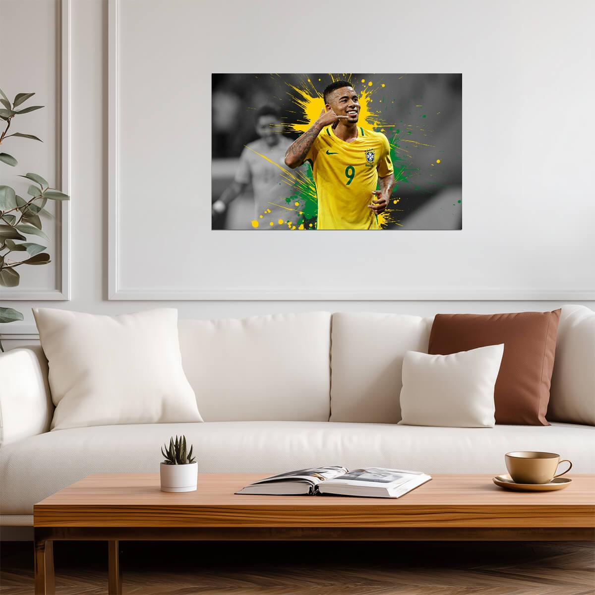 Gabriel Jesus Brazil National Team | Soccer Star Poster | Sports Wall Art - Sports Poster