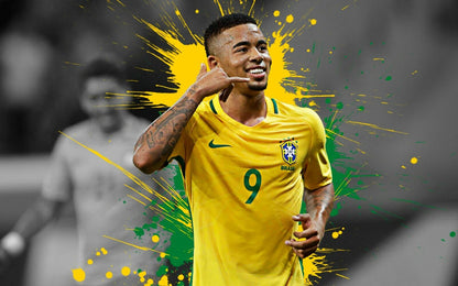 Gabriel Jesus Brazil National Team | Soccer Star Poster | Sports Wall Art - Sports Poster