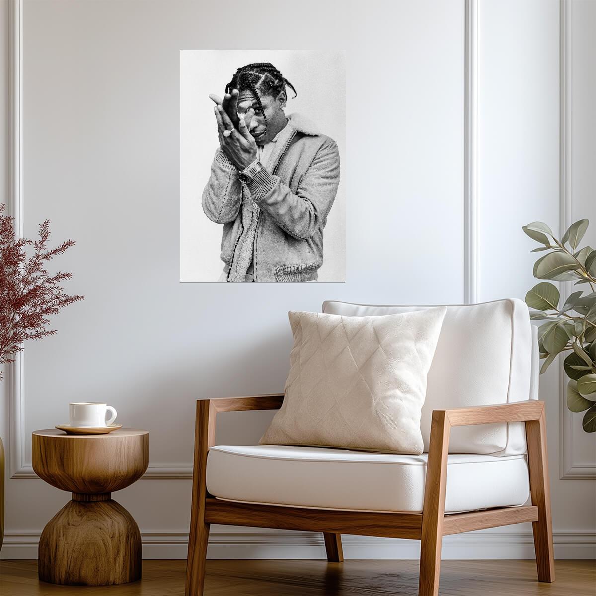 A$AP Rocky | Black and White Portrait | Music Poster - Music Poster