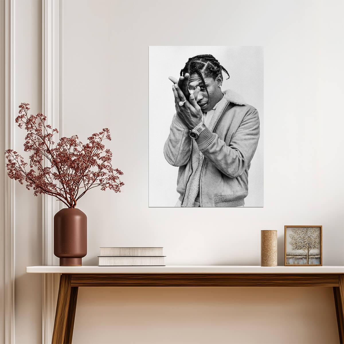 A$AP Rocky | Black and White Portrait | Music Poster - Music Poster