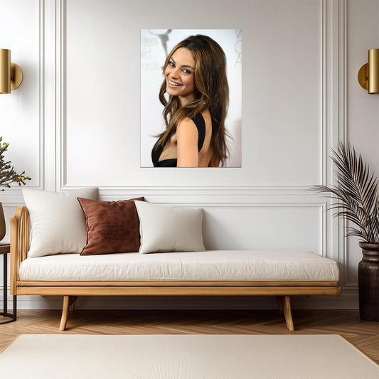 Mila Kunis Smiling Portrait | Glamorous Actress Poster | Modern Celebrity Wall Art - Celebrities Poster