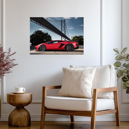 Lamborghini Aventador SVJ | Red Supercar Poster | Italian V12 Hypercar in Lisbon - Cars Poster