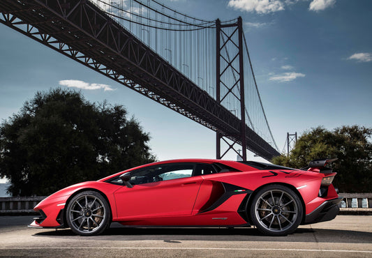 Lamborghini Aventador SVJ | Red Supercar Poster | Italian V12 Hypercar in Lisbon - Cars Poster