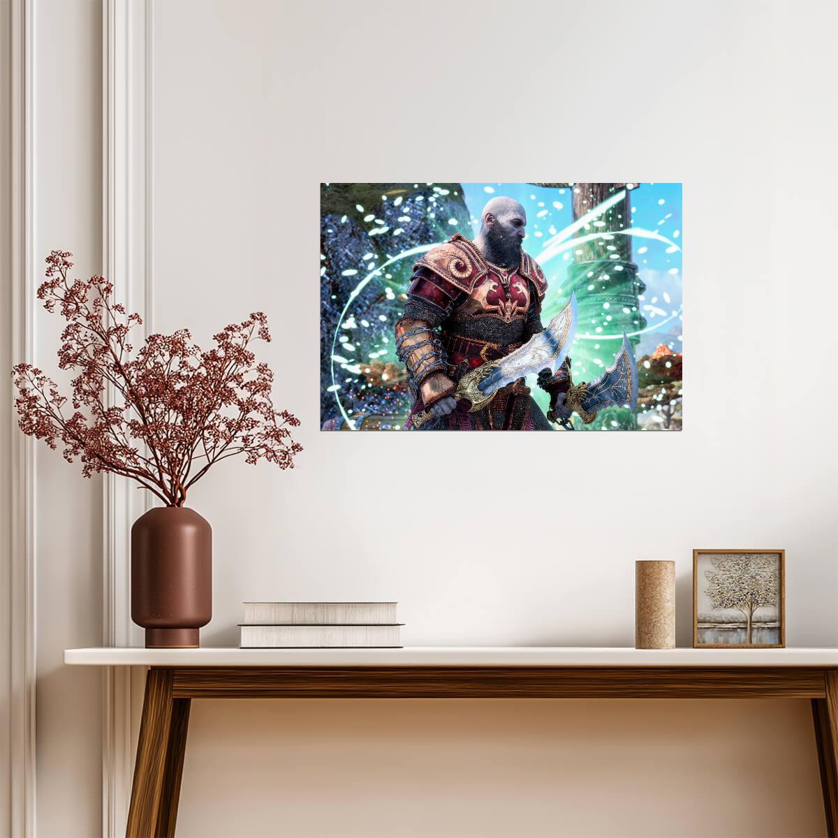 God of War Ragnarök Kratos Alfheim Armor | Norse Mythology Poster | Fantasy Game Decor - Video Games Poster