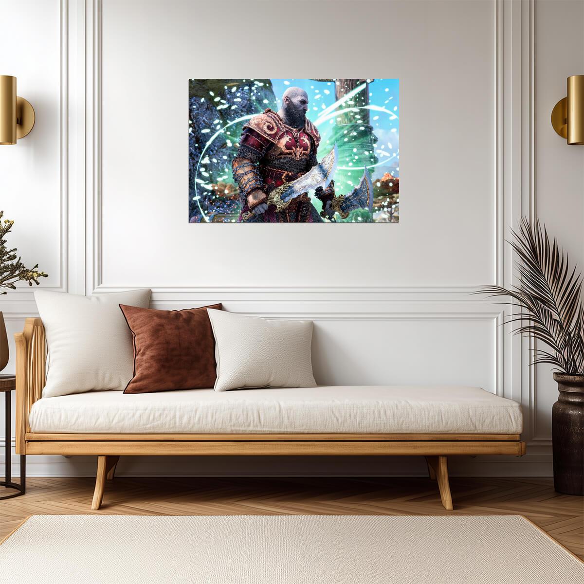 God of War Ragnarök Kratos Alfheim Armor | Norse Mythology Poster | Fantasy Game Decor - Video Games Poster