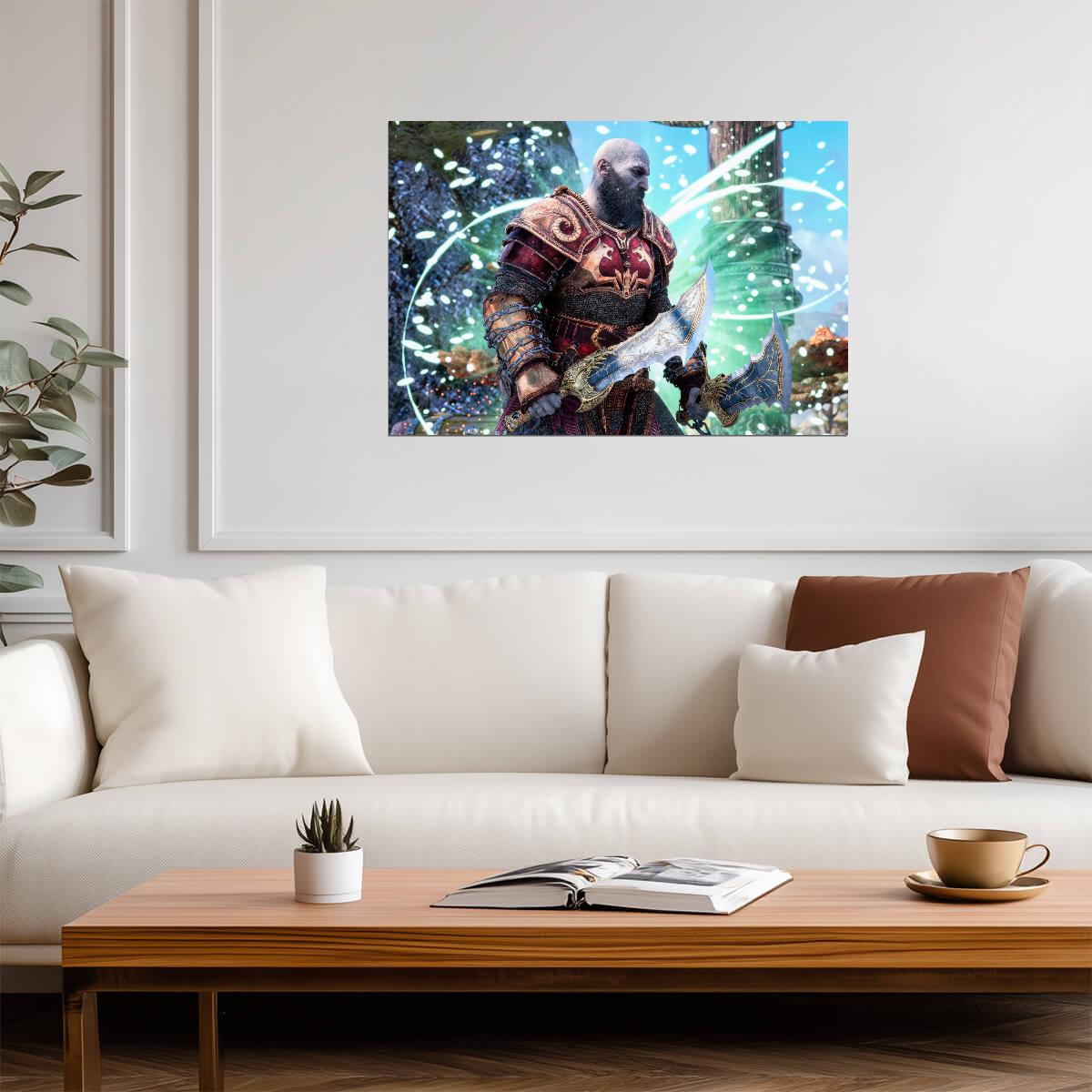 God of War Ragnarök Kratos Alfheim Armor | Norse Mythology Poster | Fantasy Game Decor - Video Games Poster