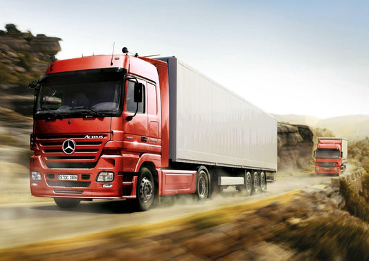 Mercedes-Benz Actros MP3 | Red Semi Truck Poster | Mountain Road Haulage Art - Cars Poster