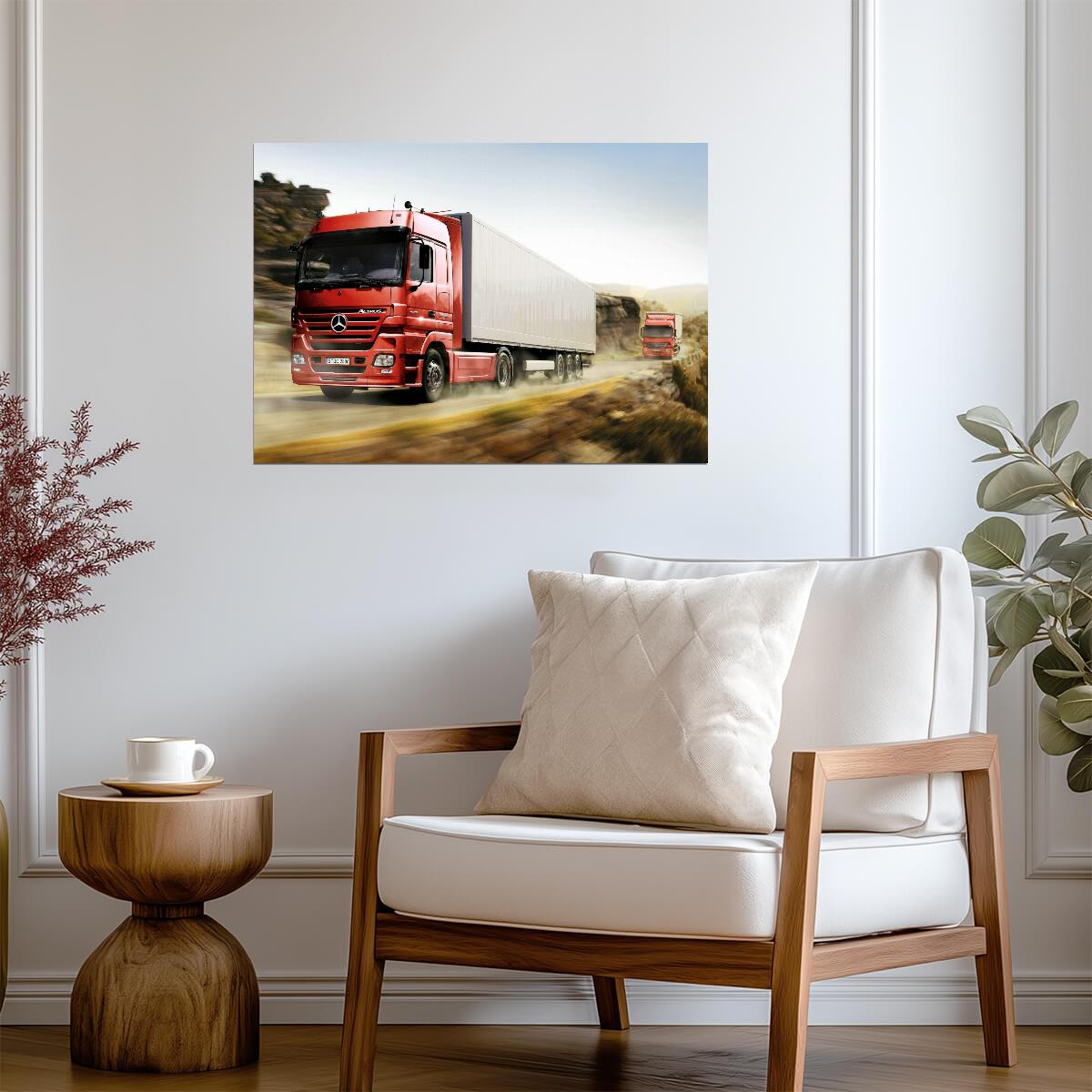 Mercedes-Benz Actros MP3 | Red Semi Truck Poster | Mountain Road Haulage Art - Cars Poster