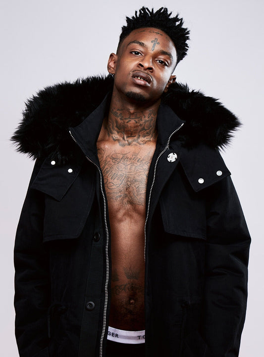 21 Savage in Black Puffer Jacket | Studio Portrait Poster | Hip Hop Star Wall Art - Music Poster