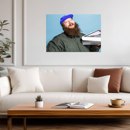 Action Bronson Pizza Box | Rapper Poster | Cool Blue Background - Music Poster