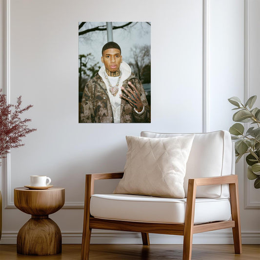 Nle Choppa Camo Jacket Photoshoot | Music Star Poster | Hip Hop Wall Art - Music Poster