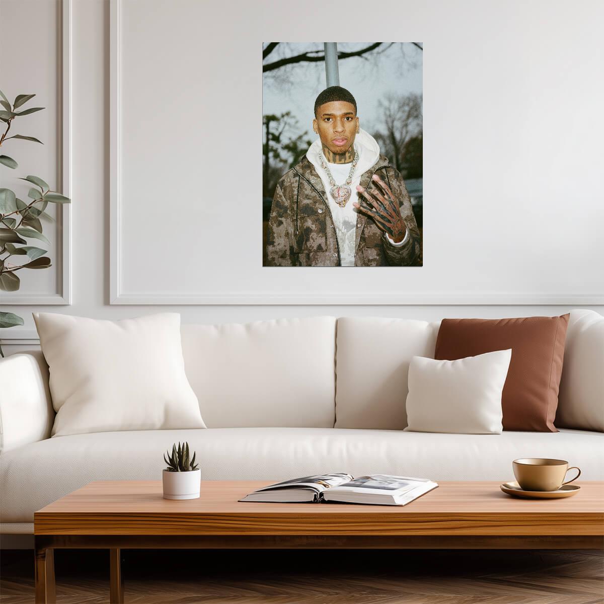 Nle Choppa Camo Jacket Photoshoot | Music Star Poster | Hip Hop Wall Art - Music Poster