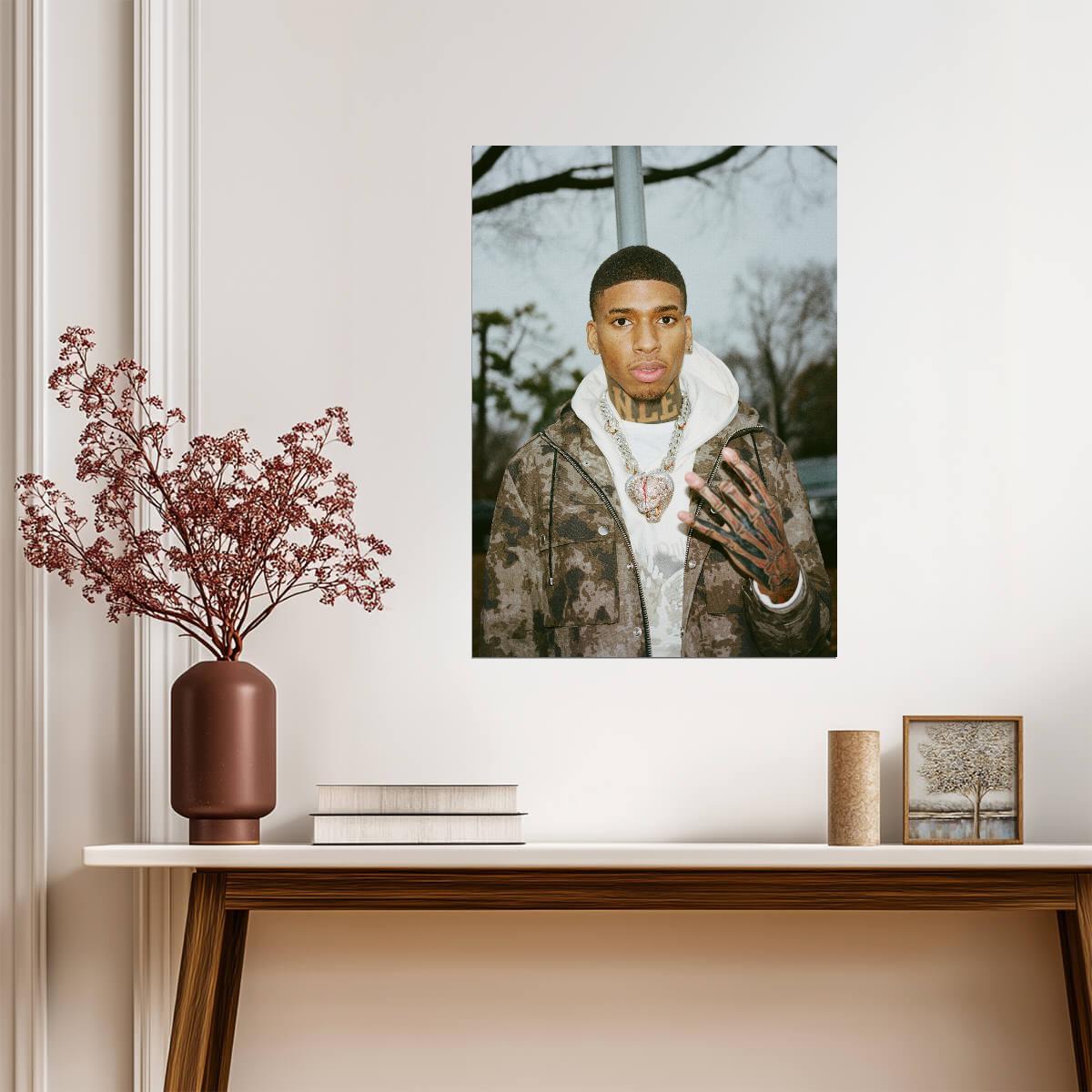 Nle Choppa Camo Jacket Photoshoot | Music Star Poster | Hip Hop Wall Art - Music Poster