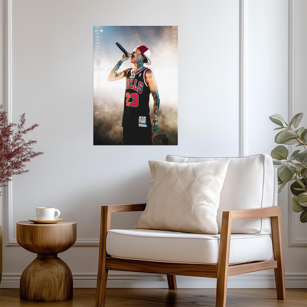 Central Cee Live in Bulls 23 Jersey | Concert Performance Poster | UK Rap Music Art - Music Poster