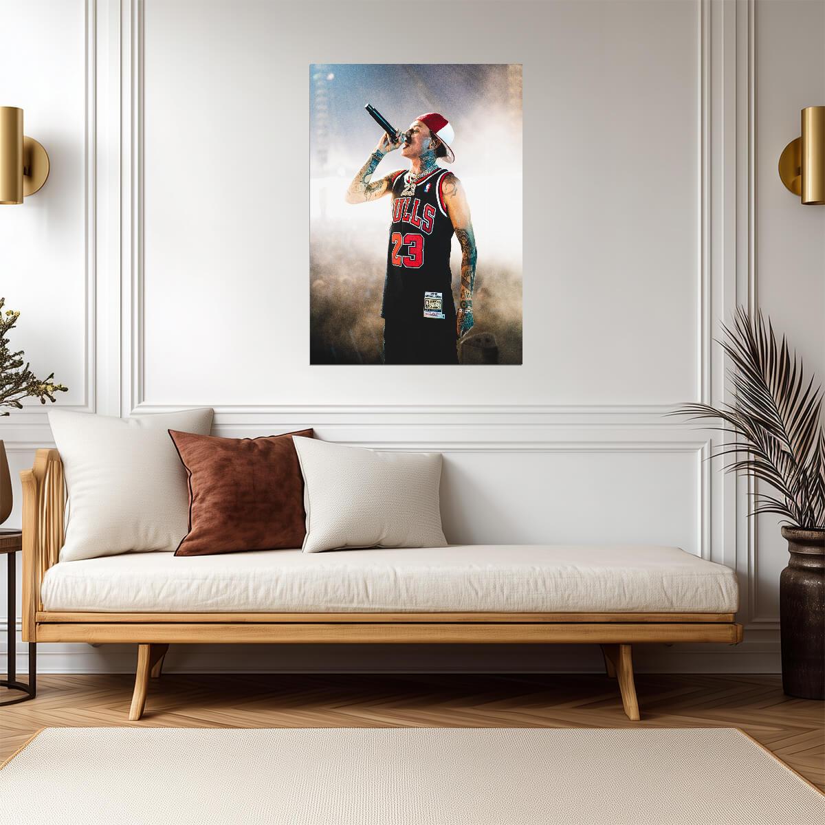 Central Cee Live in Bulls 23 Jersey | Concert Performance Poster | UK Rap Music Art - Music Poster