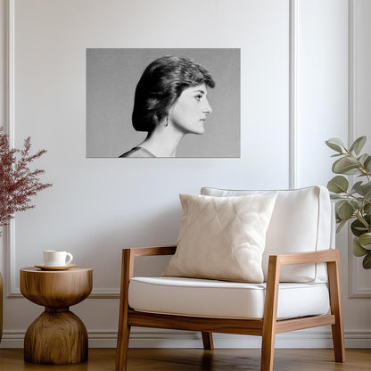 Princess Diana Elegant Profile | Black & White Portrait Poster | Timeless Royal Wall Art - Celebrities Poster