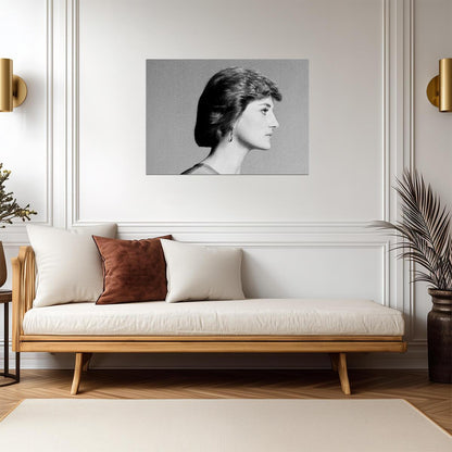 Princess Diana Elegant Profile | Black & White Portrait Poster | Timeless Royal Wall Art - Celebrities Poster
