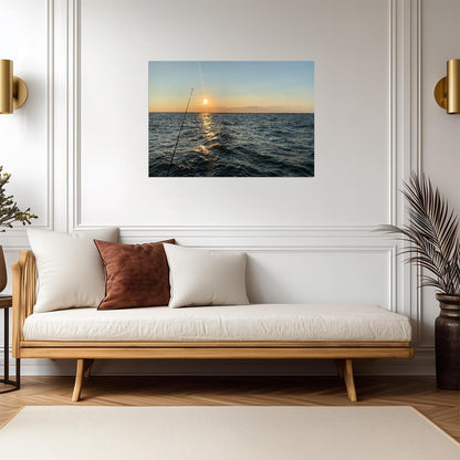 Sunset Ocean Fishing | Photography Poster | Peaceful Seascape Wall Art - Photography Poster