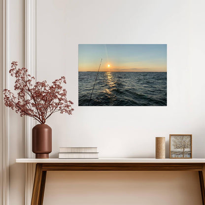 Sunset Ocean Fishing | Photography Poster | Peaceful Seascape Wall Art - Photography Poster