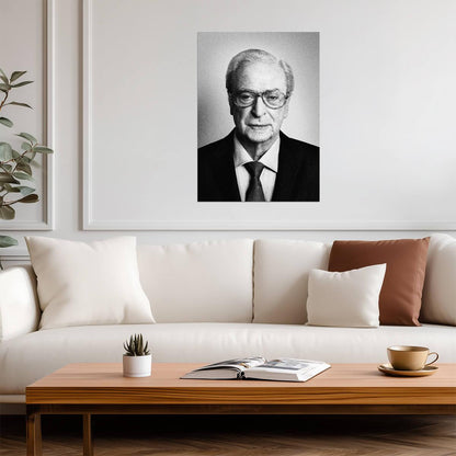 Michael Caine Modern Portrait | Black & White Actor Poster | Film Legend Wall Art - Celebrities Poster