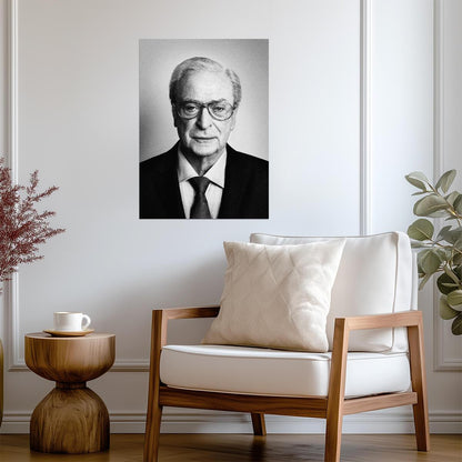 Michael Caine Modern Portrait | Black & White Actor Poster | Film Legend Wall Art - Celebrities Poster