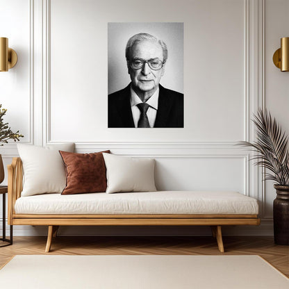 Michael Caine Modern Portrait | Black & White Actor Poster | Film Legend Wall Art - Celebrities Poster