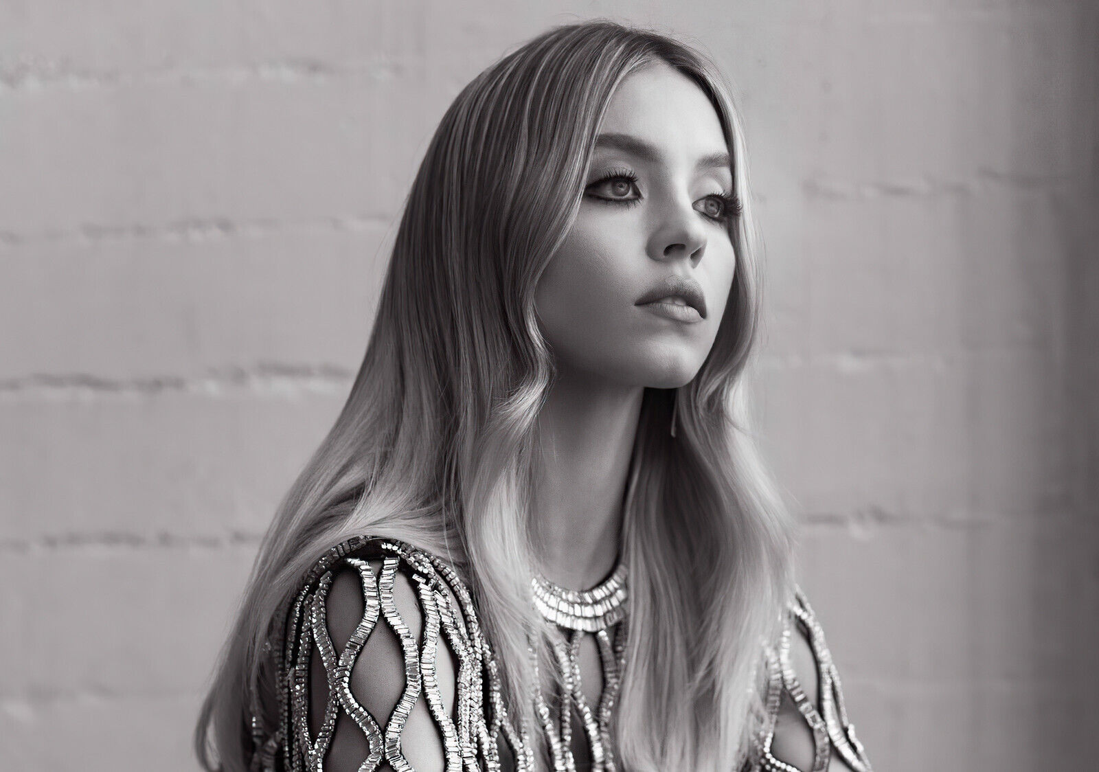 Sydney Sweeney Elegant Black & White Portrait | Modern Actress Poster | Celebrity Photography Print - Celebrities Poster