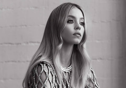 Sydney Sweeney Elegant Black & White Portrait | Modern Actress Poster | Celebrity Photography Print - Celebrities Poster