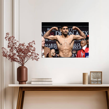 Amir Khan Flexing Pose | Boxing Poster | Gym Motivation Wall Art - Sports Poster