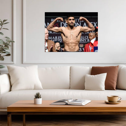 Amir Khan Flexing Pose | Boxing Poster | Gym Motivation Wall Art - Sports Poster