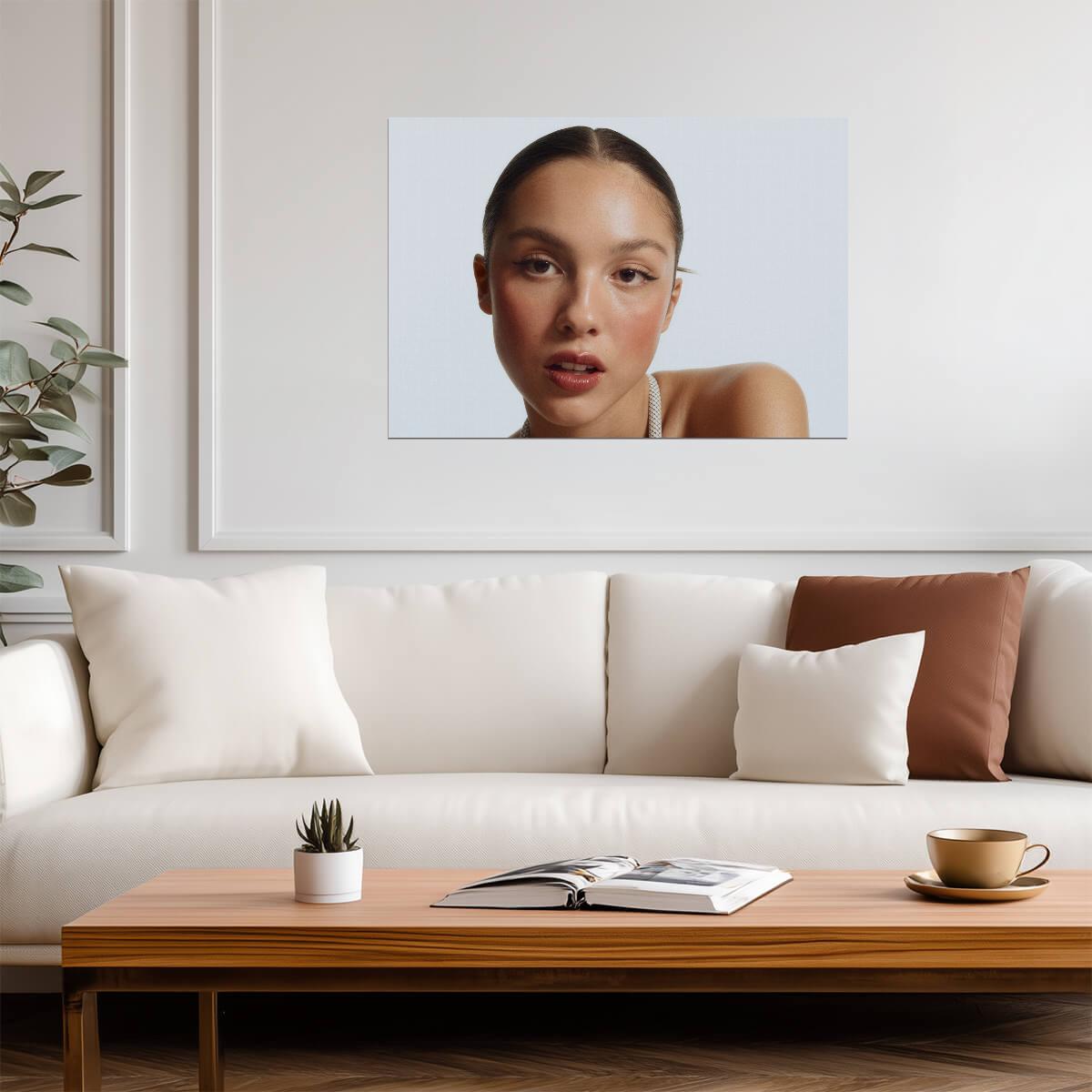Olivia Rodrigo Close Up Face | Warm Tone Portrait | Pop Music Star Poster - Music Poster
