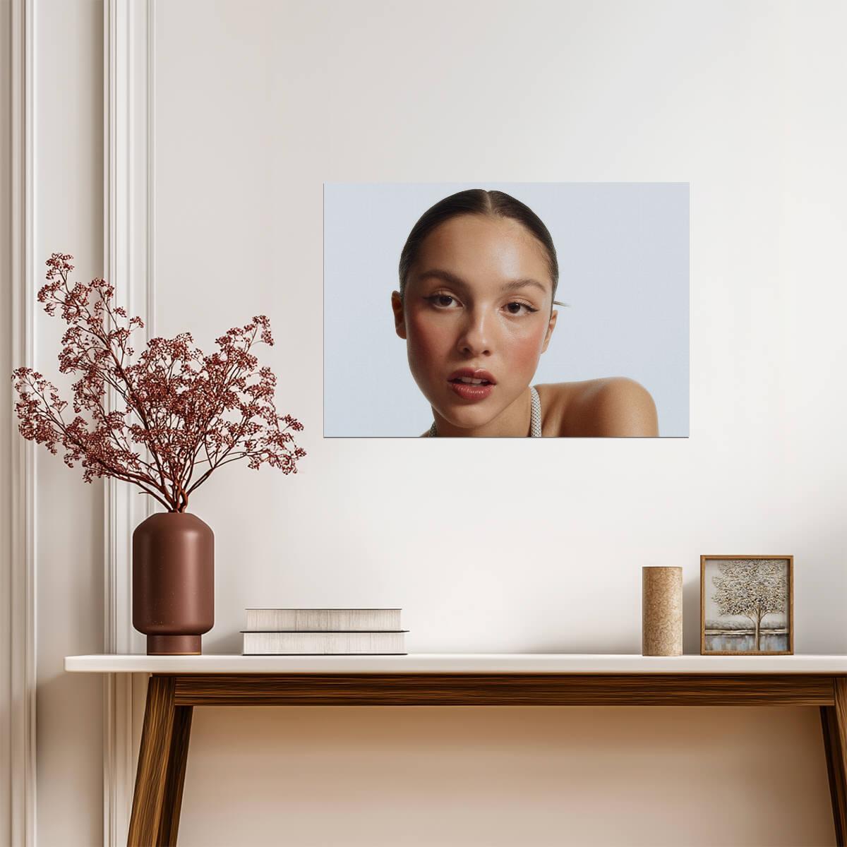Olivia Rodrigo Close Up Face | Warm Tone Portrait | Pop Music Star Poster - Music Poster