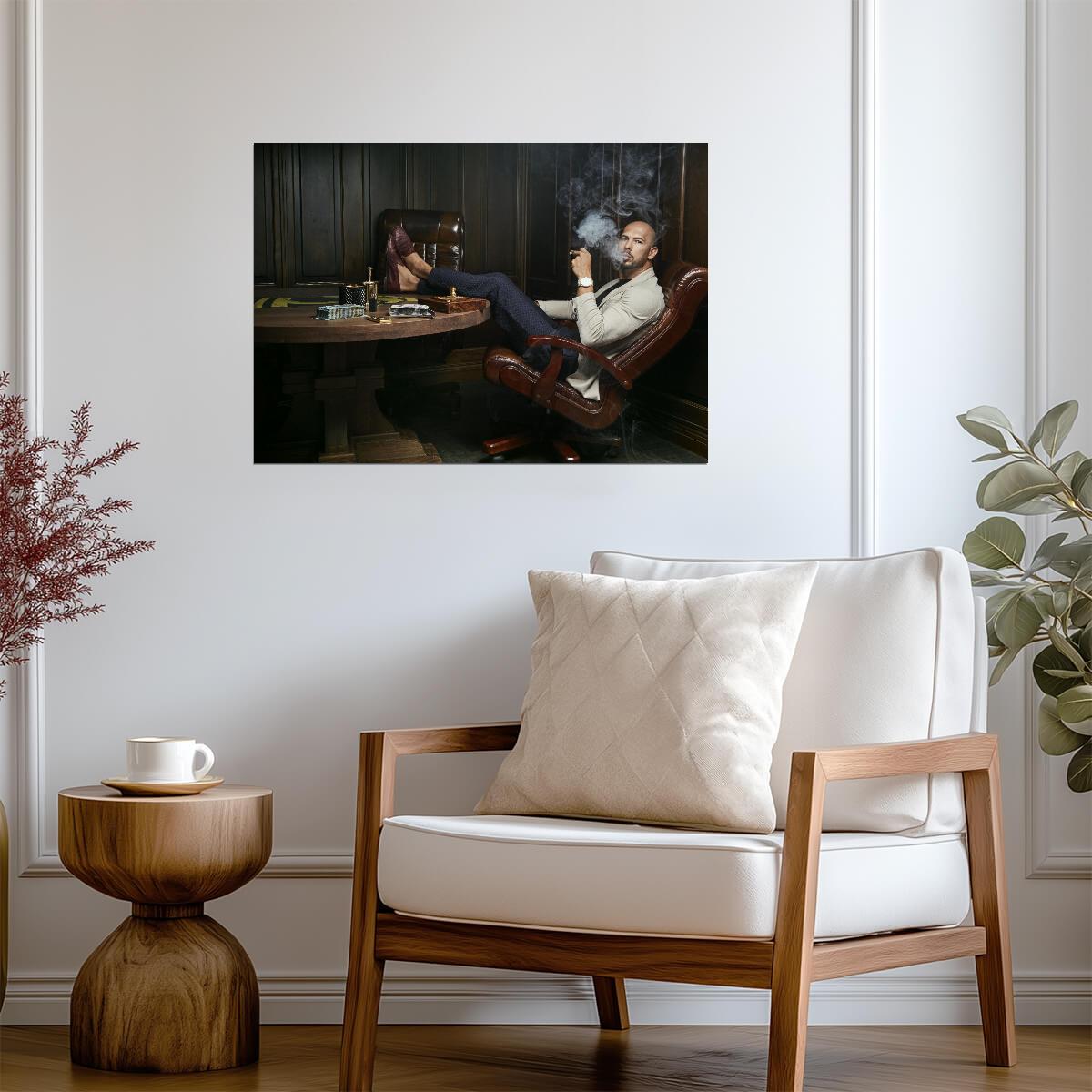 Andrew Tate Smoking Cigar | Top G Motivational Poster | Modern Office Decor - Celebrities Poster