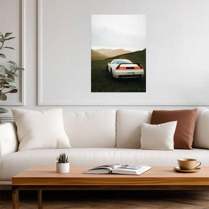 Honda NSX 1st Gen (NA1) Rear View | White Japanese Supercar Poster | Classic 90s Sports Car - Cars Poster