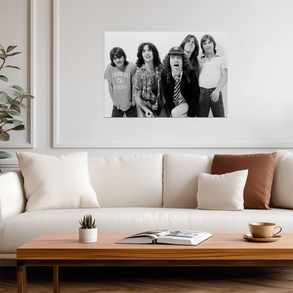 AC/DC Angus Young | Rock Poster | Vintage Black and White Art - Music Poster