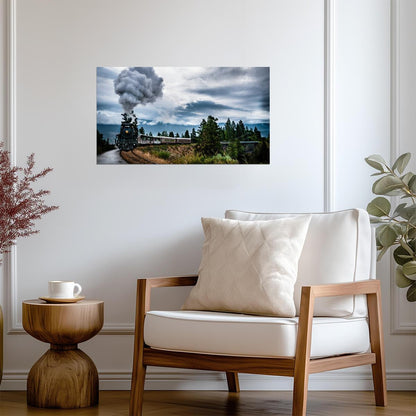 Vintage Steam Train | Locomotive Photography Poster | Old Train in Mountain Landscape - Cars Poster