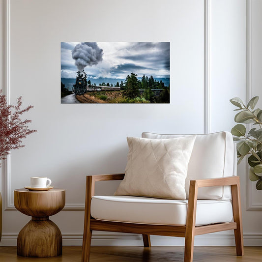 Vintage Steam Train | Locomotive Photography Poster | Old Train in Mountain Landscape - Cars Poster