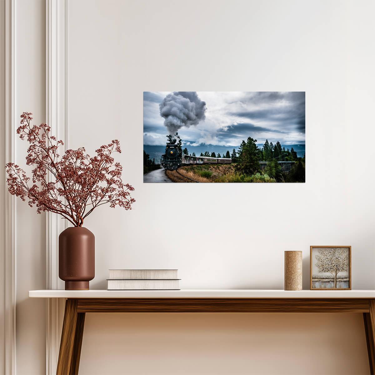 Vintage Steam Train | Locomotive Photography Poster | Old Train in Mountain Landscape - Cars Poster