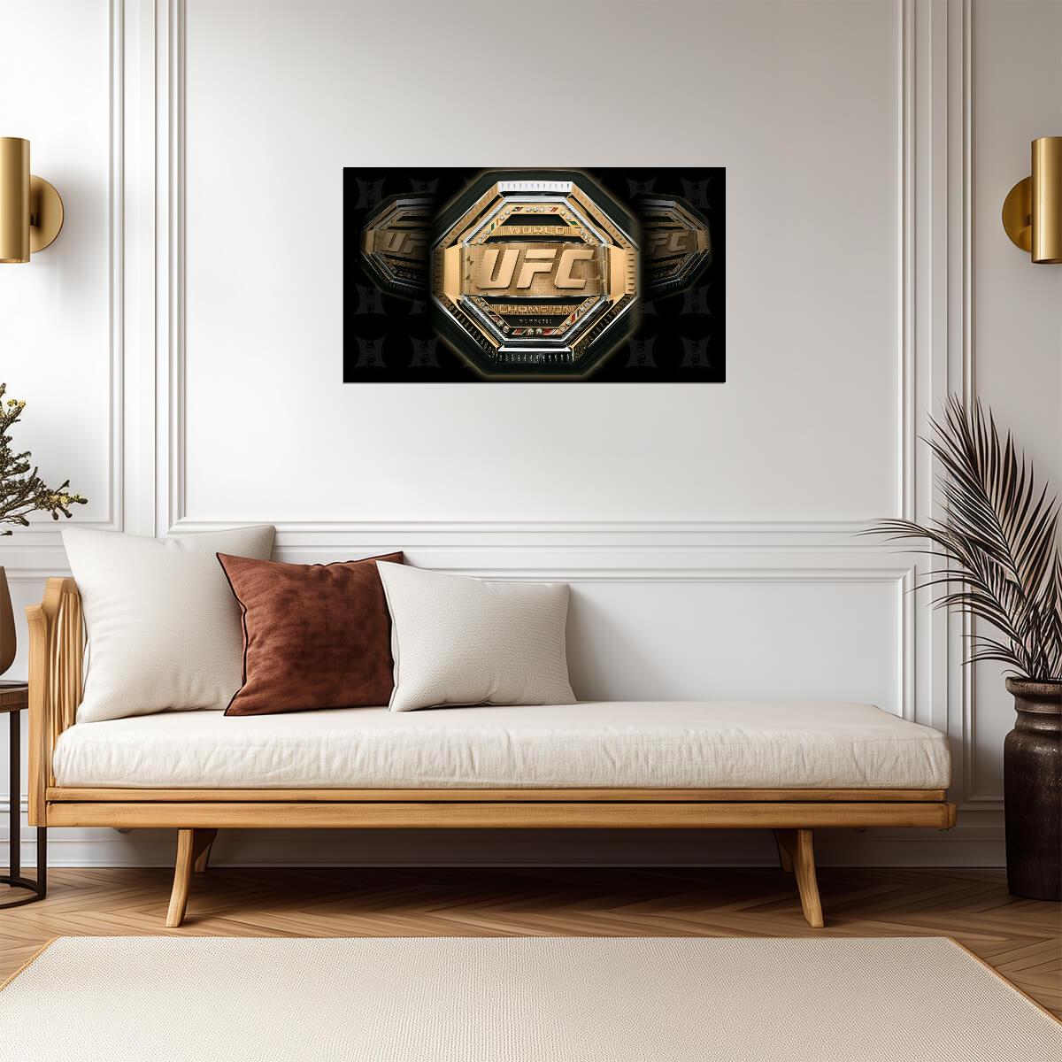 UFC Legacy Championship Belt | MMA Combat Sports Poster | Man Cave Decor - Sports Poster