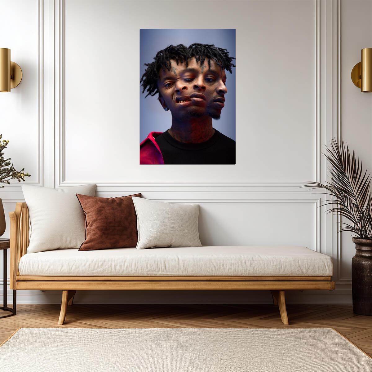 21 Savage Abstract Portrait | Trippy Poster Art | Hip Hop Music Print - Music Poster
