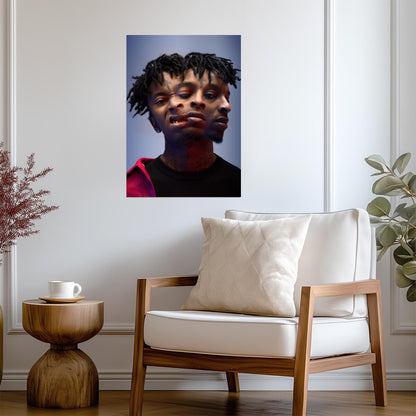 21 Savage Abstract Portrait | Trippy Poster Art | Hip Hop Music Print - Music Poster
