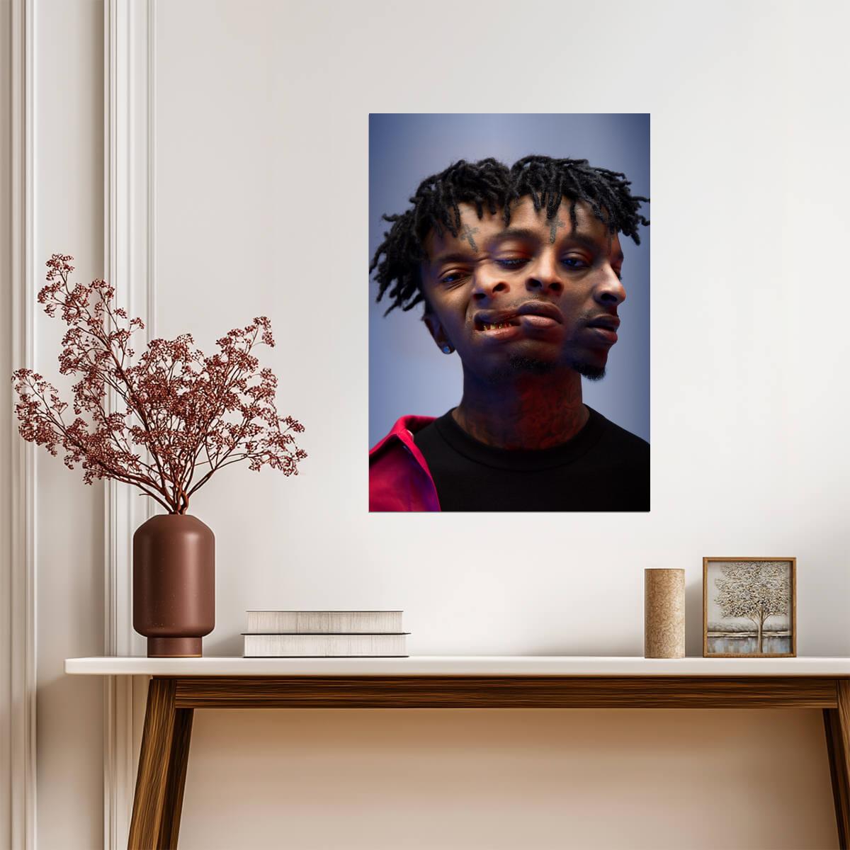 21 Savage Abstract Portrait | Trippy Poster Art | Hip Hop Music Print - Music Poster