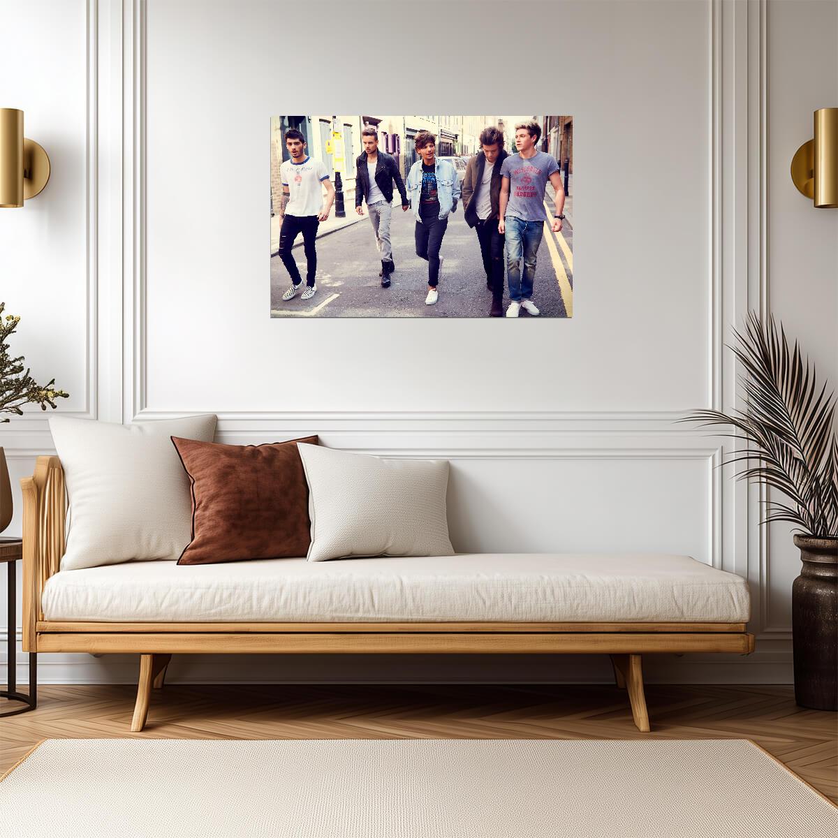 One Direction Walking on Street | Group Candid Photo | Boy Band Fan Gift Poster - Music Poster