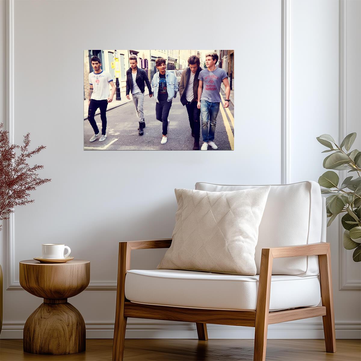 One Direction Walking on Street | Group Candid Photo | Boy Band Fan Gift Poster - Music Poster