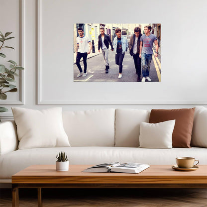 One Direction Walking on Street | Group Candid Photo | Boy Band Fan Gift Poster - Music Poster