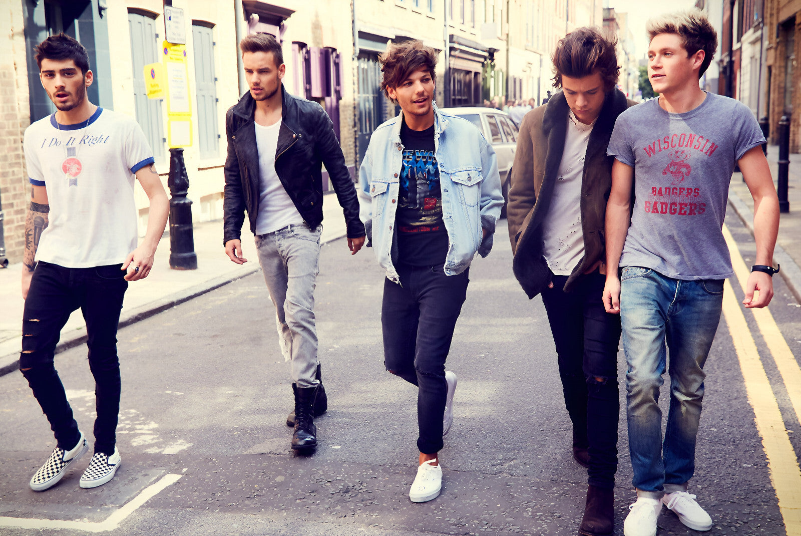 One Direction Walking on Street | Group Candid Photo | Boy Band Fan Gift Poster - Music Poster