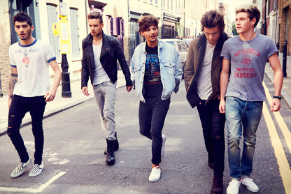 One Direction Walking on Street | Group Candid Photo | Boy Band Fan Gift Poster - Music Poster